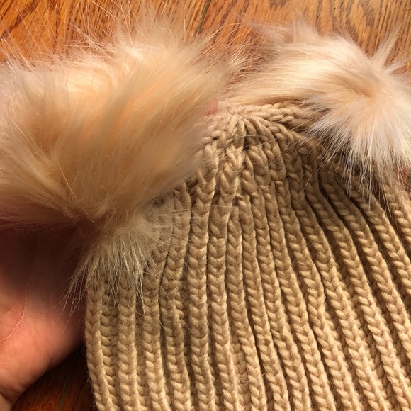 Natasha faux fur double Pom beanie - Picture 3 of 5